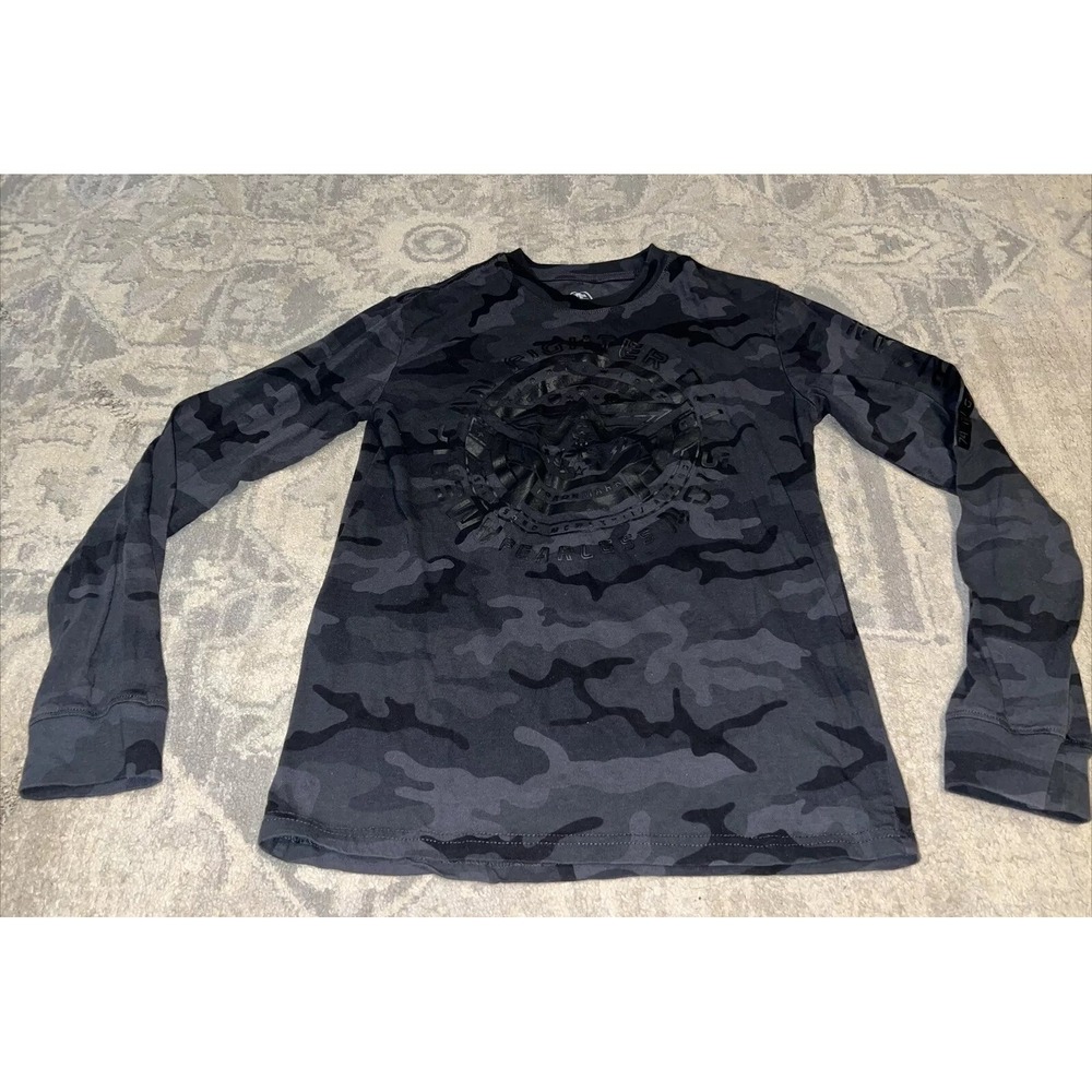 AMERICAN FIGHTER Long Sleeve Gray Black Boy's T shirt Youth‎ Sz Medium